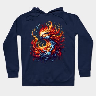 Fiery Phoenix in Vivid Flames Graphic Design Hoodie